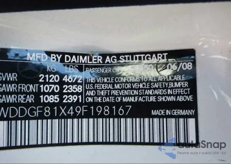 2009 Mercedes-Benz C300 4 Matic из США, поврежденный, VIN WDDGF81X49F198167